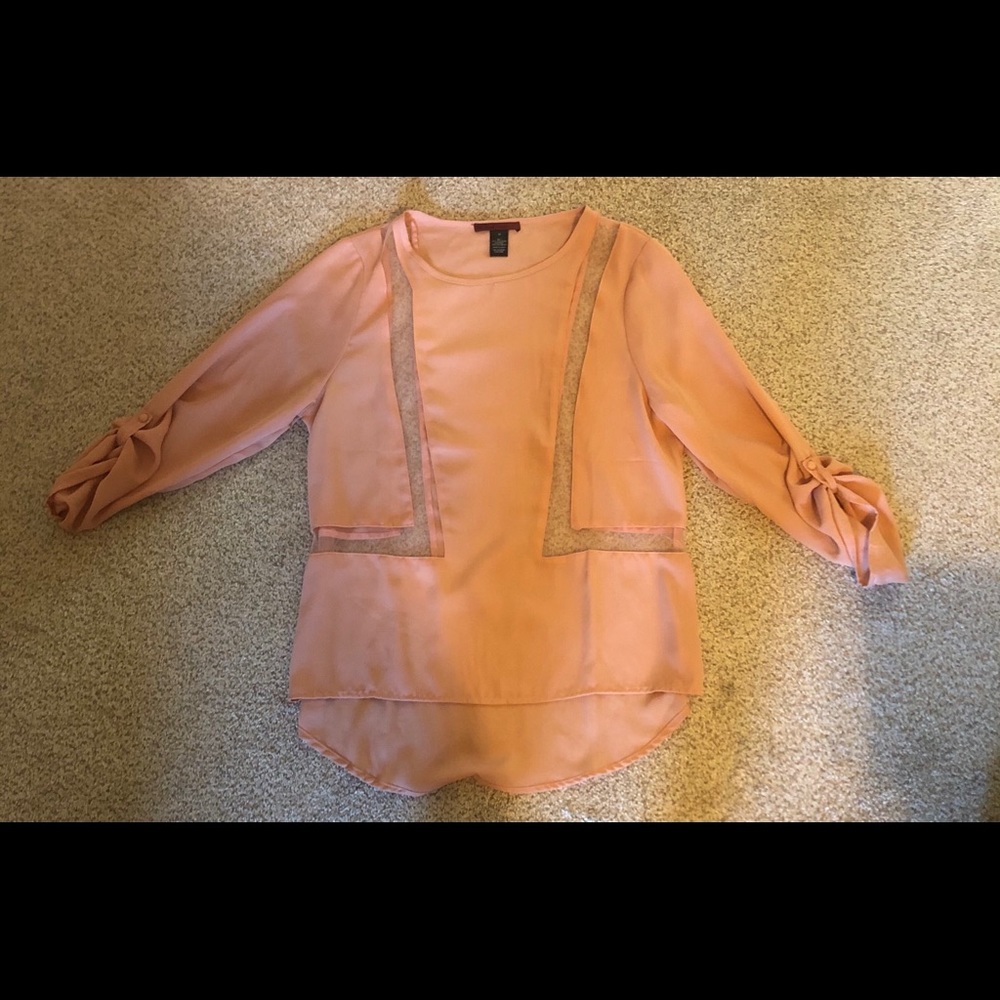 BKE sheer pink blouse